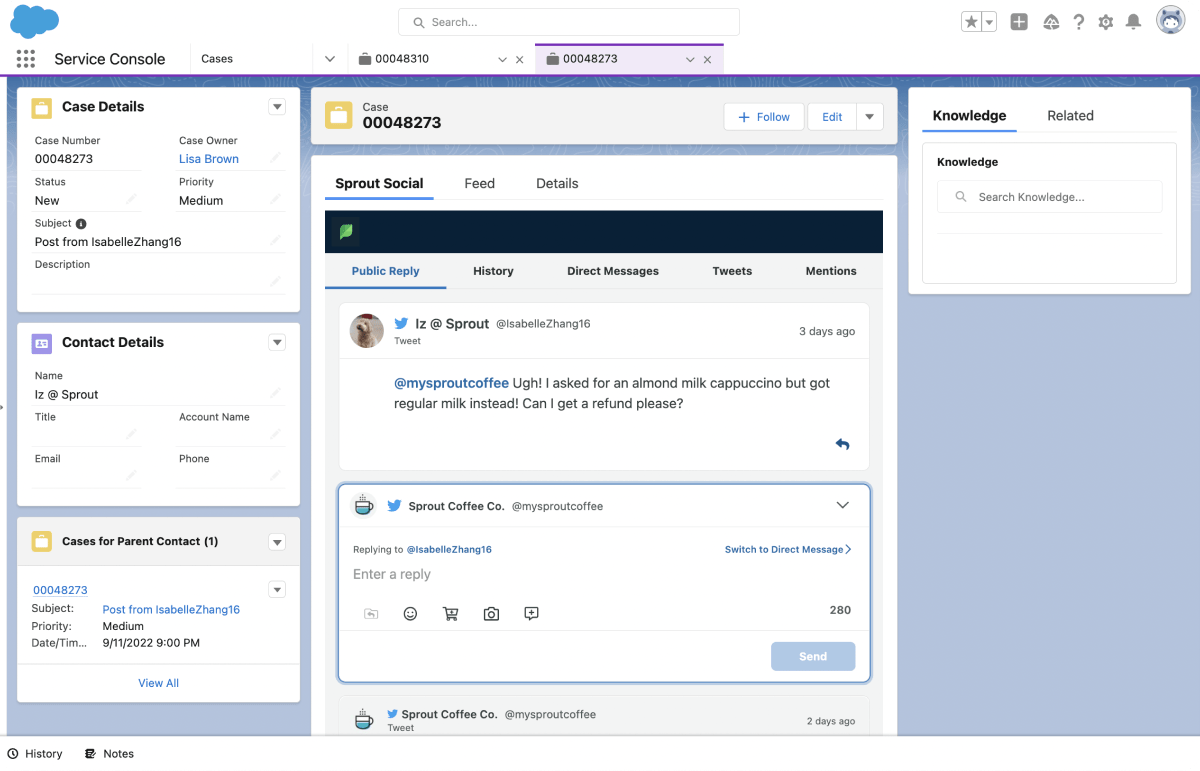 With Sprout’s Salesforce Integration, you can personalize audience segments and customer journeys based on social insights to tie your social presence to actual business results.